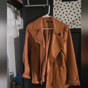 Baccini Women's Brown Leather Jacket-Medium